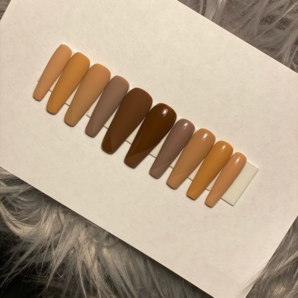 Brown Press on Nails